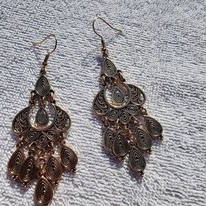 Gold  Filigree Dangle Earrings